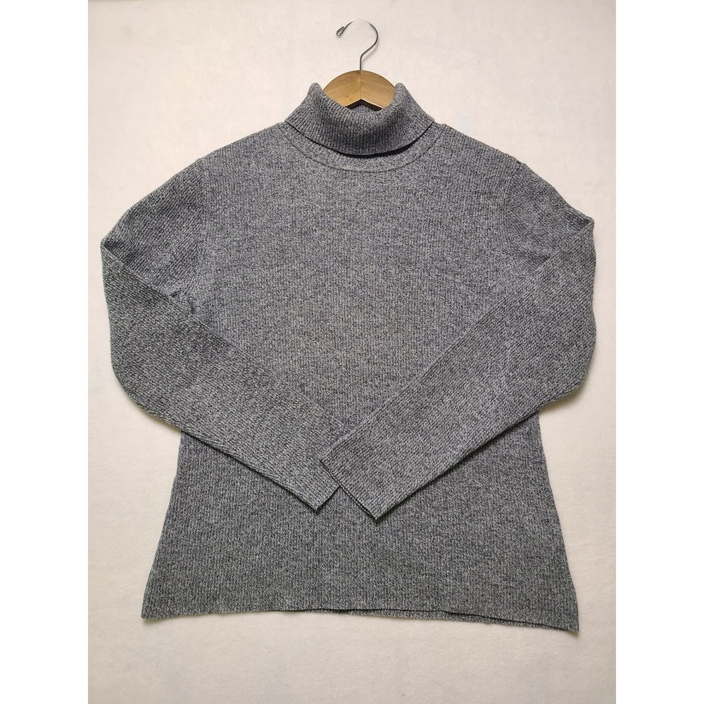 Style & Co Large Turtleneck Sweater Minimalist Gray Ribbed Cotton Blend Knit